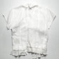 2011 Asymettrical White Floral Lace Panelled Button Up Shirt (S)