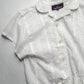 2011 Asymettrical White Floral Lace Panelled Button Up Shirt (S)
