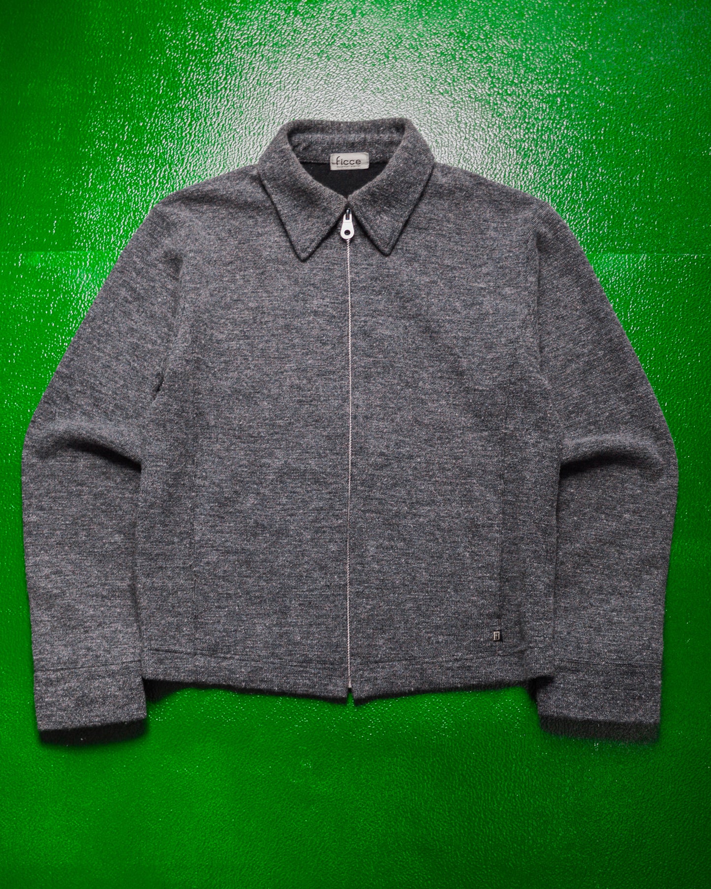 Grey Knit Collared Short Zip Up Jumper (~S~)