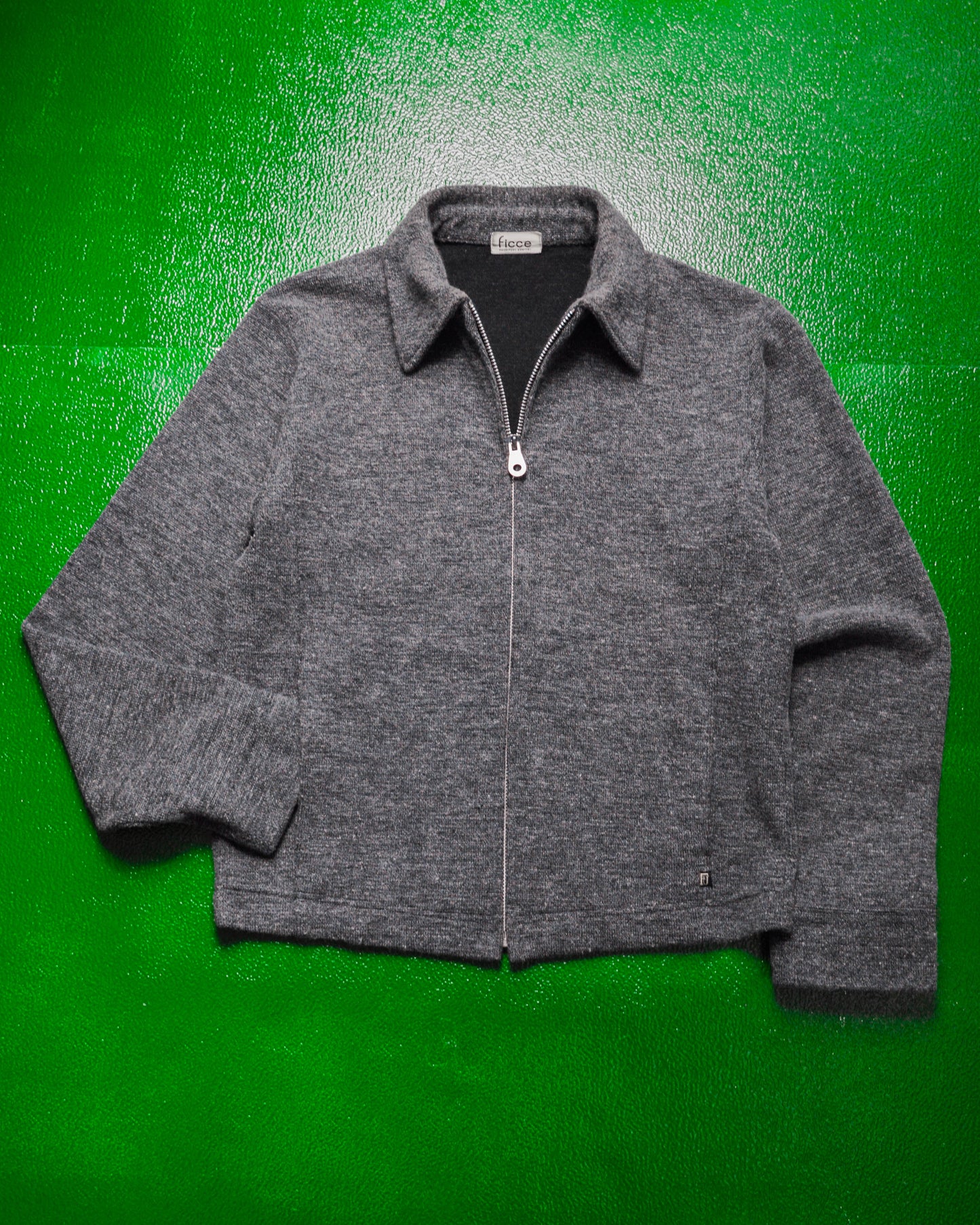 Grey Knit Collared Short Zip Up Jumper (~S~)