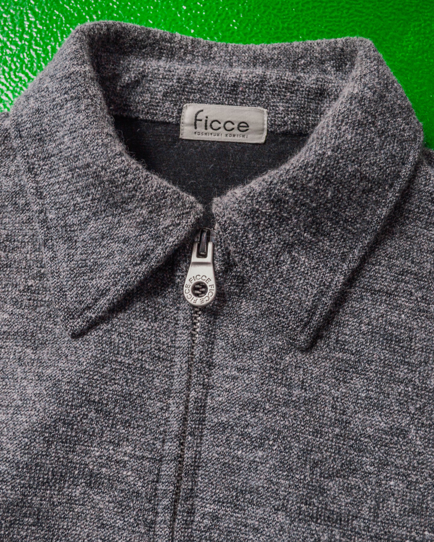 Grey Knit Collared Short Zip Up Jumper (~S~)
