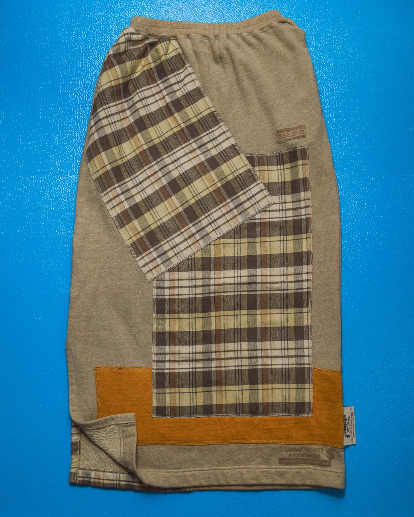 Patchwork Plaid Panelled Jumper and Maxi Skirt Set (M)