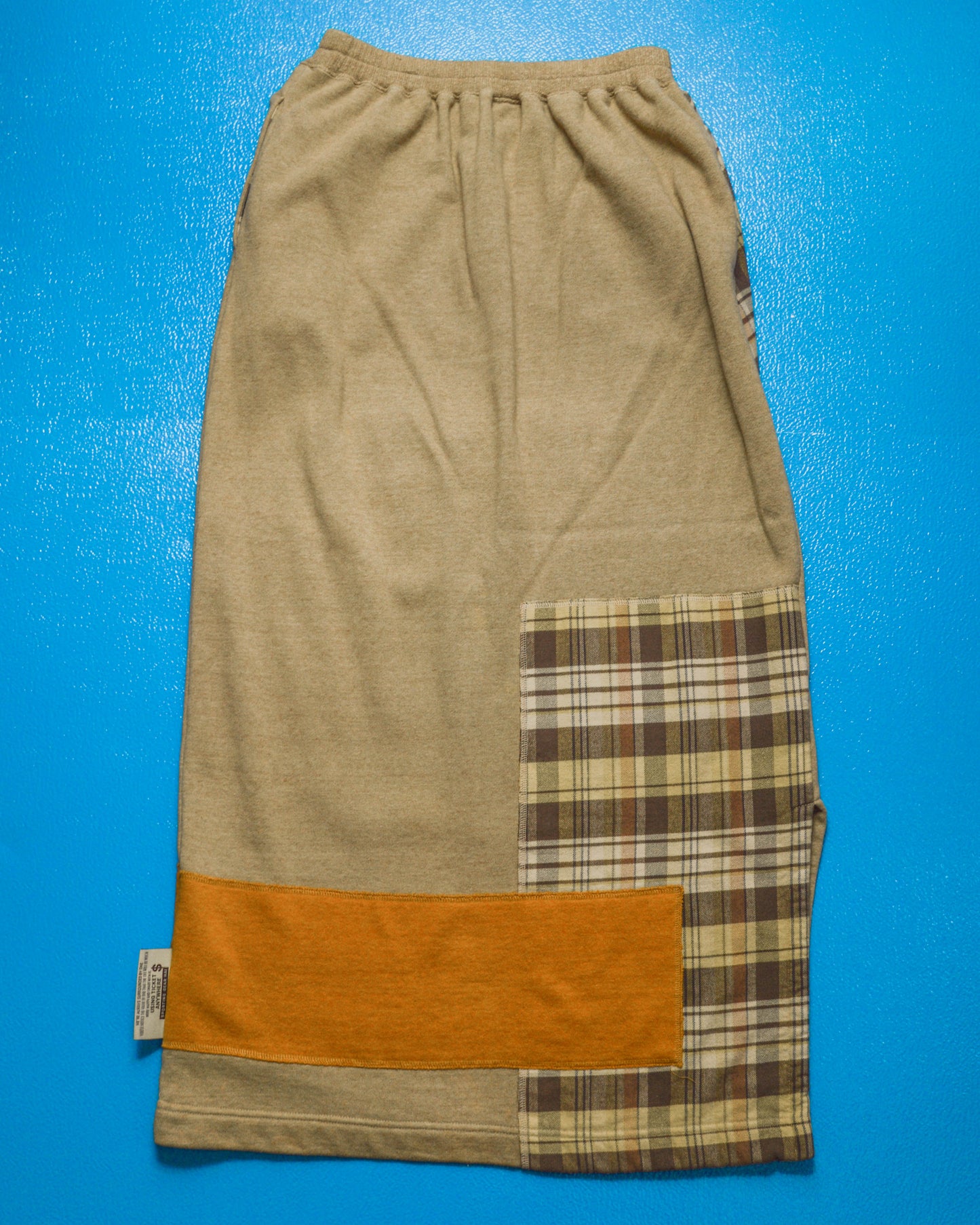 Patchwork Plaid Panelled Jumper and Maxi Skirt Set (M)