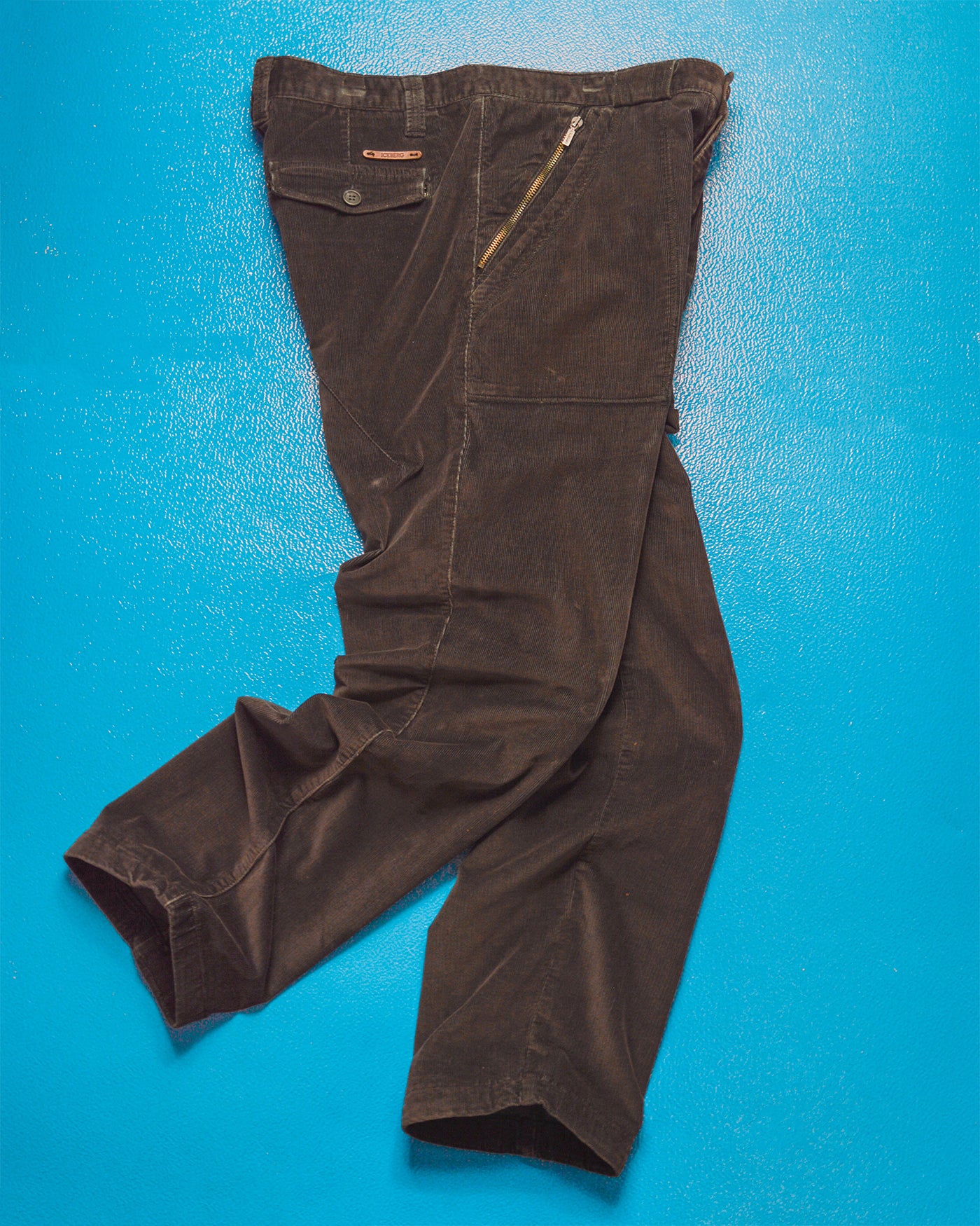 Washed Black Corduroy Zipped Pocket Pants (34)