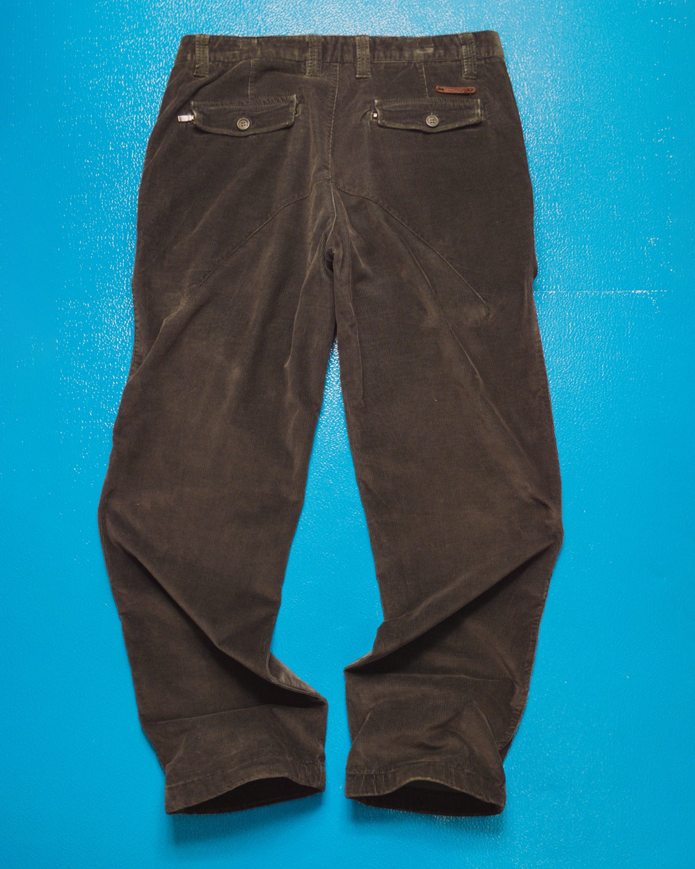 Washed Black Corduroy Zipped Pocket Pants (34)
