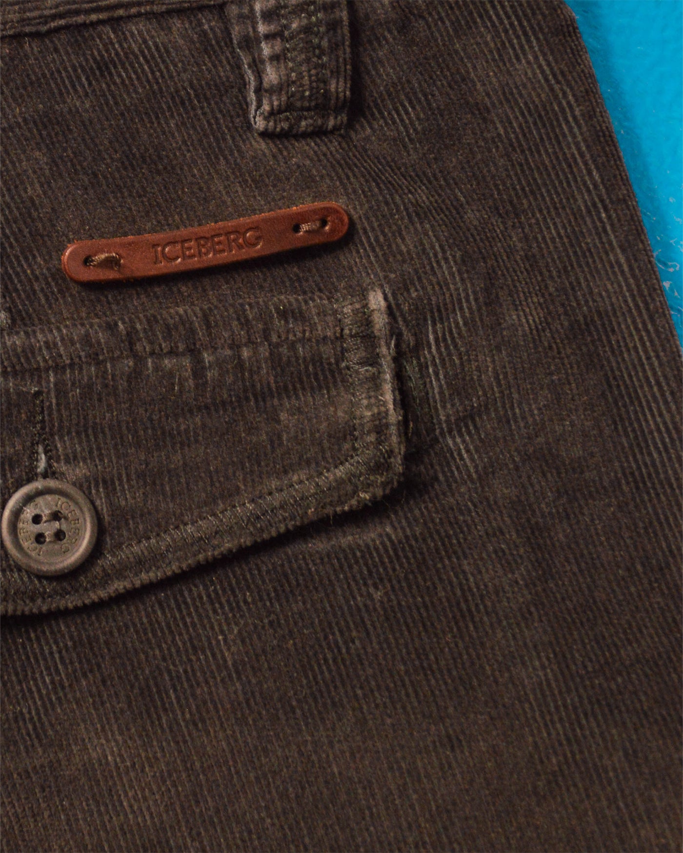 Washed Black Corduroy Zipped Pocket Pants (34)