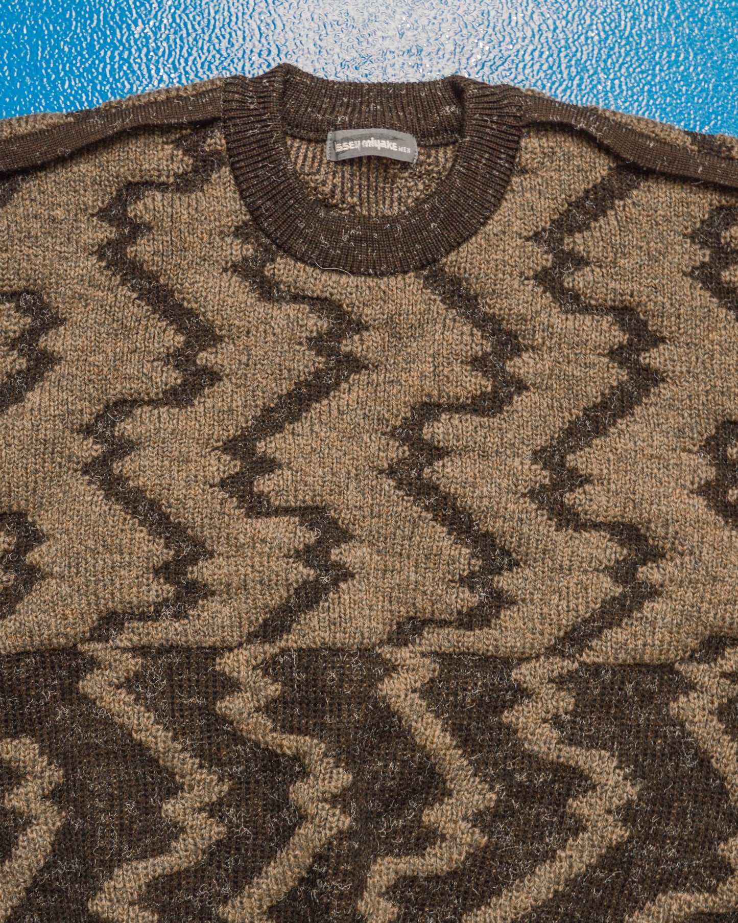 80s Glissade Style / Lightning Horizon / Zigzag Heavy Knit Jumper (M~L)