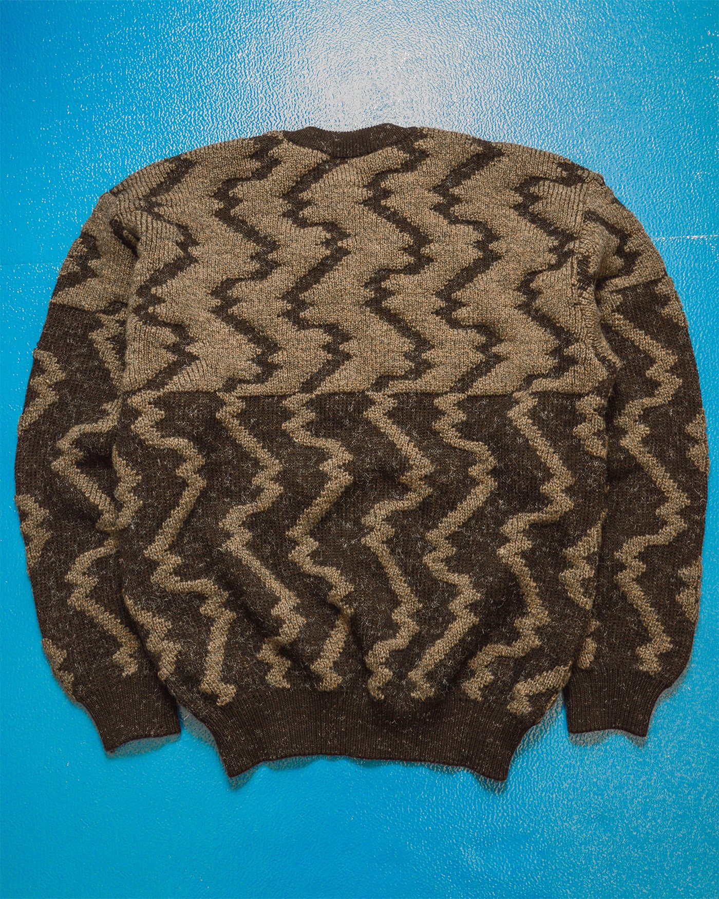 80s Glissade Style / Lightning Horizon / Zigzag Heavy Knit Jumper (M~L)