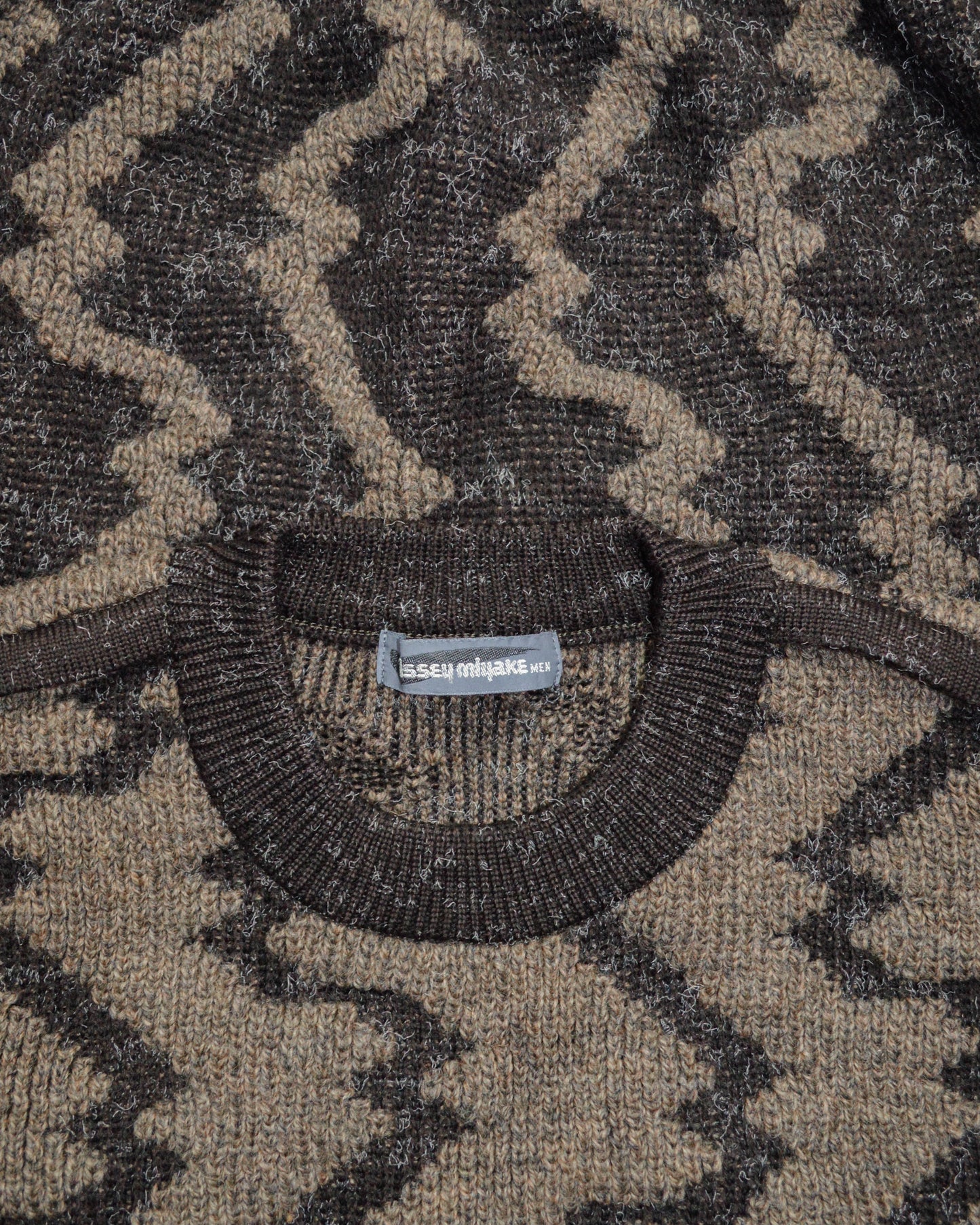 80s Glissade Style / Lightning Horizon / Zigzag Heavy Knit Jumper (M~L)
