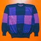 2000s Navy / Royal Blue / Purple Layered Knit Jumper (M~L)