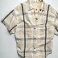 Tsumori Chisato 80s Adjustable Double Button Up Placket Cream Plaid Shirt (M)