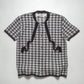 2000 Herringbone Pattern Button Up Blouse  Top