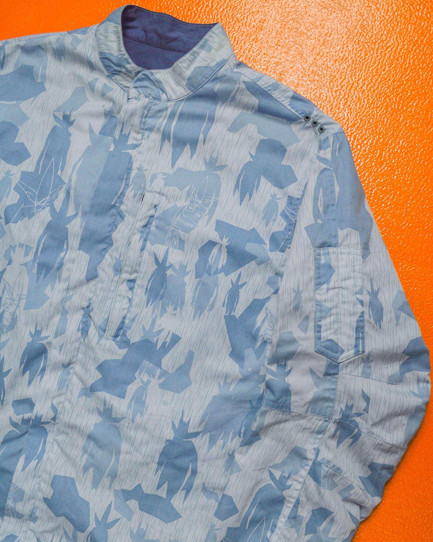 FUTURA AW01 Reversible "Pointman" Rain "Splinter" Camo Blue Jacket (M)