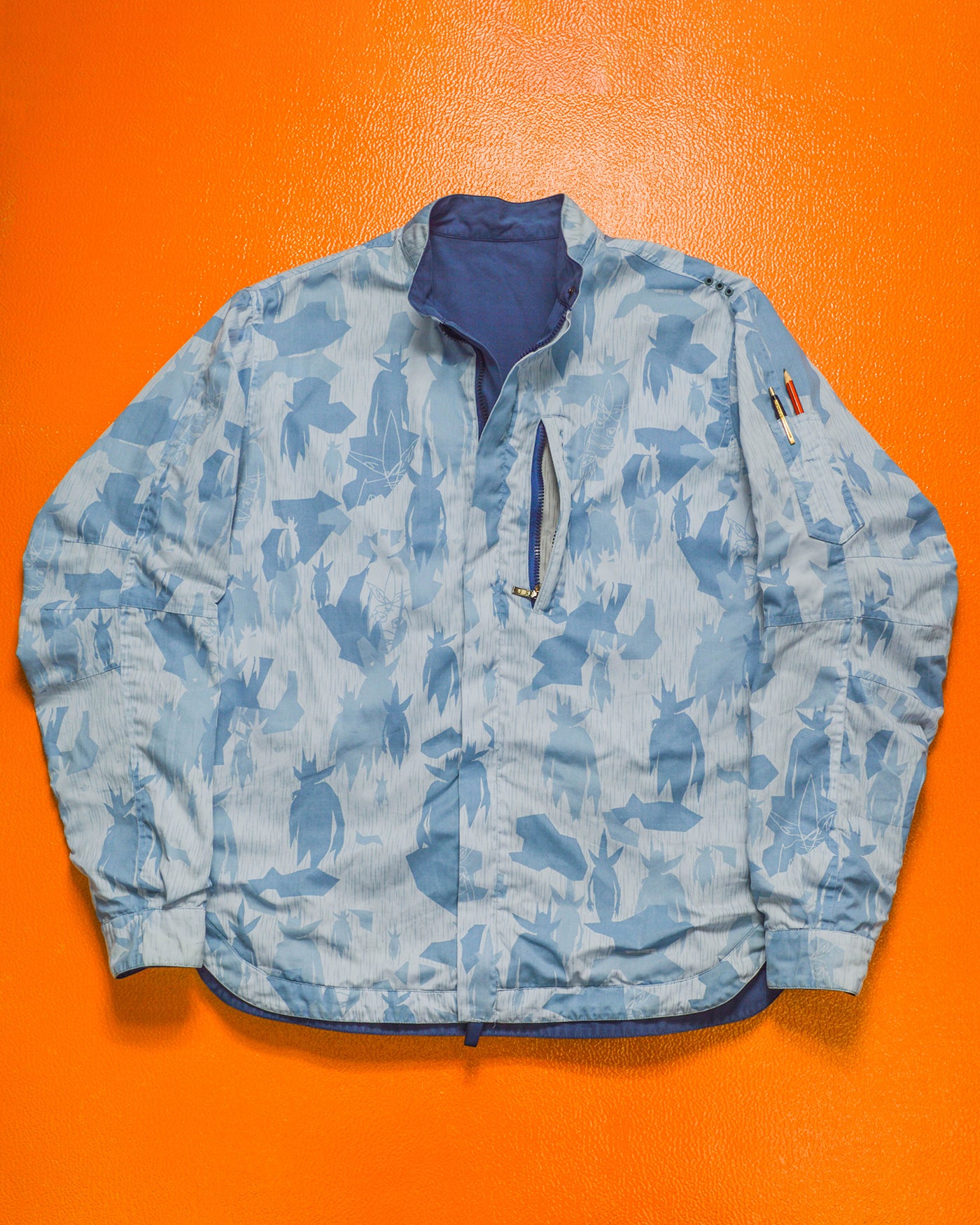 FUTURA AW01 Reversible "Pointman" Rain "Splinter" Camo Blue Jacket (M)