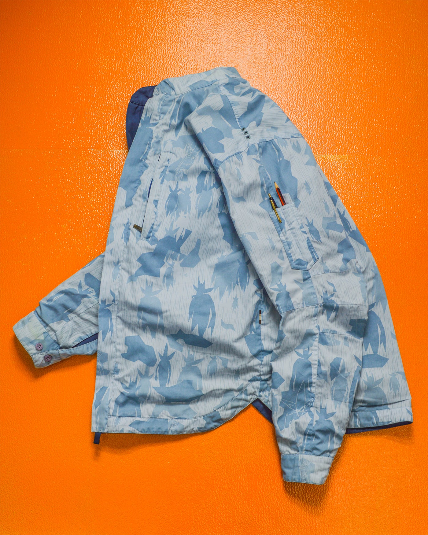 FUTURA AW01 Reversible "Pointman" Rain "Splinter" Camo Blue Jacket (M)