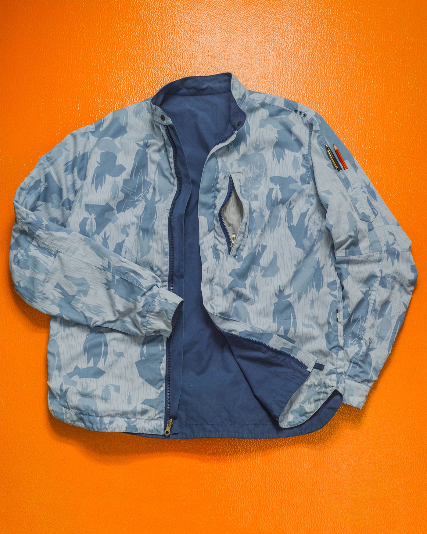 FUTURA AW01 Reversible "Pointman" Rain "Splinter" Camo Blue Jacket (M)