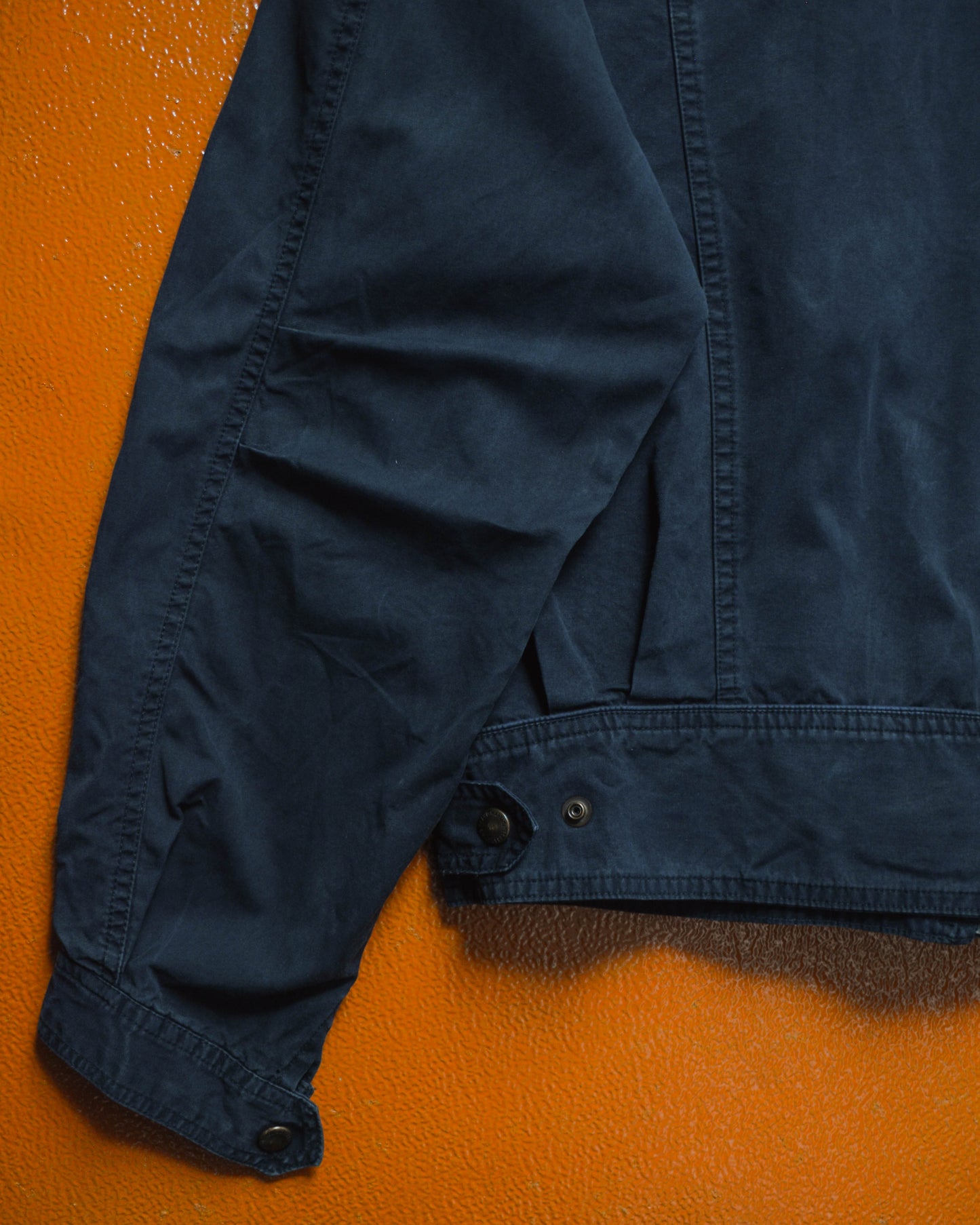 Cropped Navy Pleated Double Detachable Collar Work Jacket (S~M)