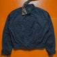Cropped Navy Pleated Double Detachable Collar Work Jacket (S~M)