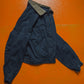 Cropped Navy Pleated Double Detachable Collar Work Jacket (S~M)
