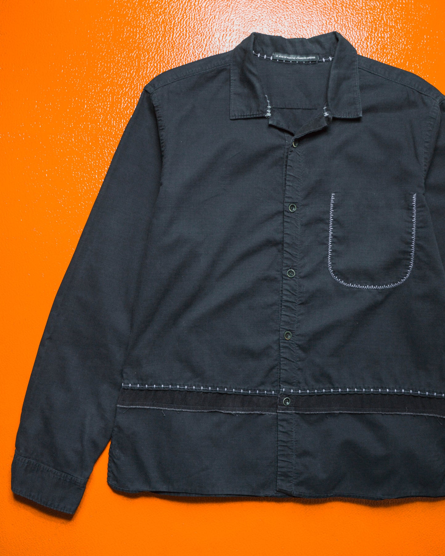 Reconstructed Style Corduroy Panelled Open Collar Longsleeve Shirt (~M~)