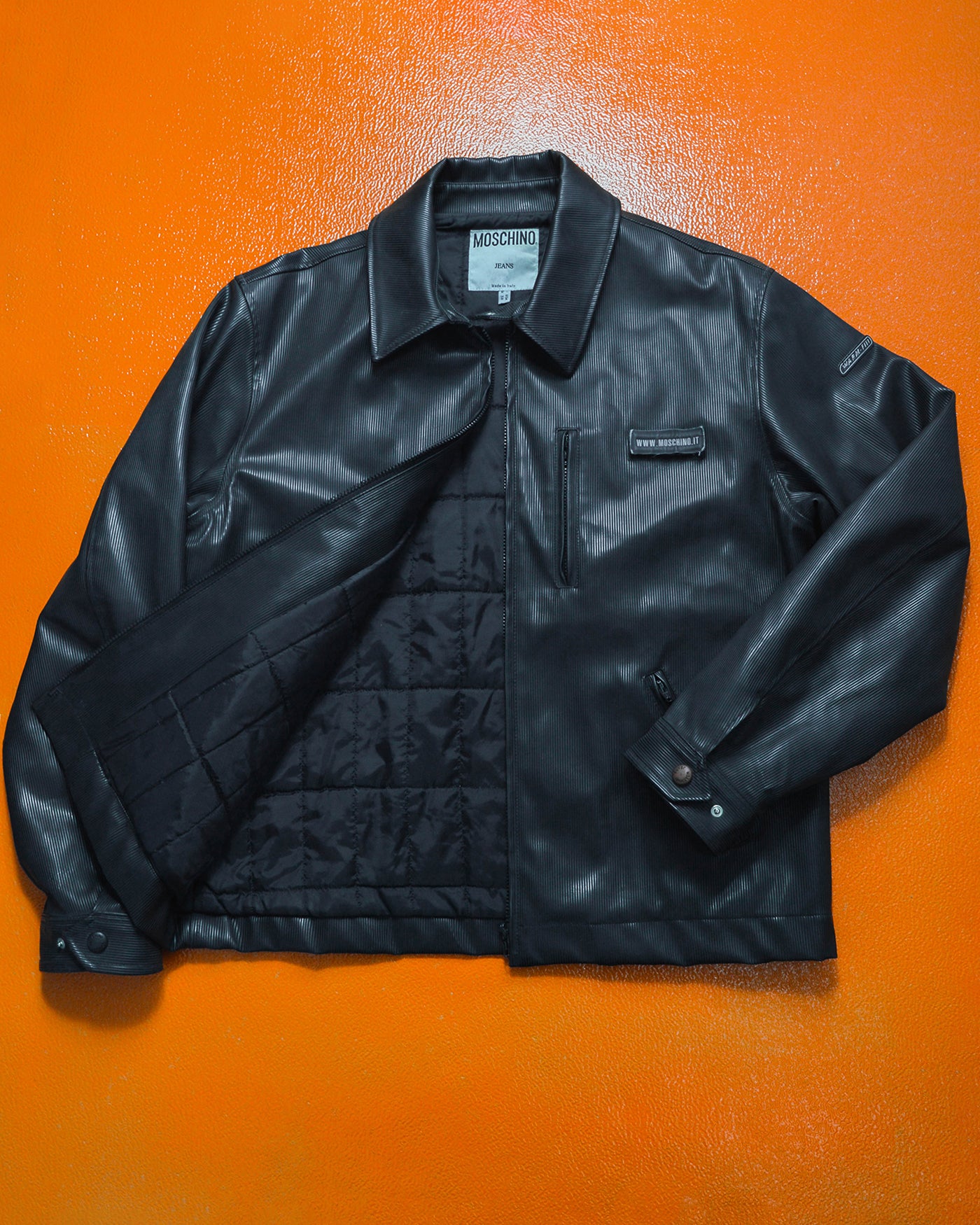 Late 90s "warm-fit" Textured Poly Nylon Quilted Work Jacket (~XL~)