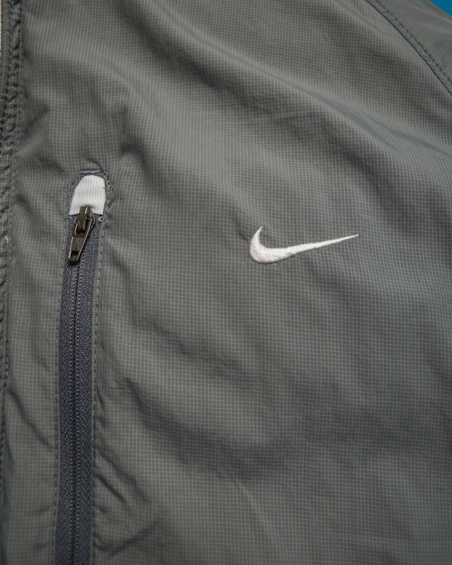 Grey / White Microcheck Reversible Puffer Jacket (L~XL)