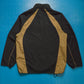 Subtle Tectonic Style Construction Brown Accent Black Windbreaker Jacket (L)