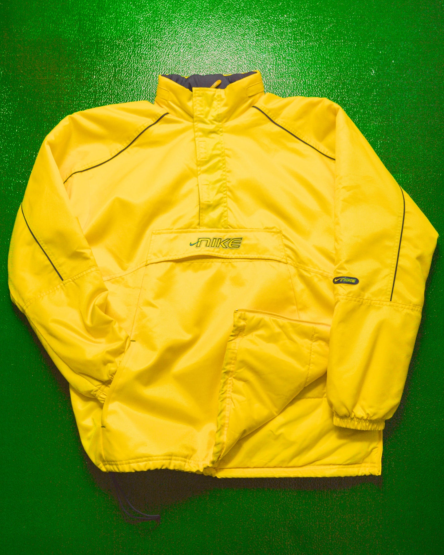 Yellow Padded Quarter Zip Spellout Pullover Jacket (M~L)