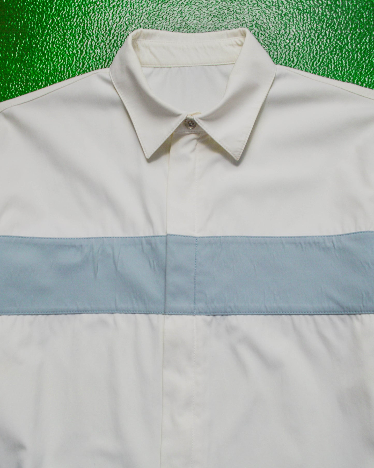 White Panelled Zip Up Nylon Over Shirt (M)