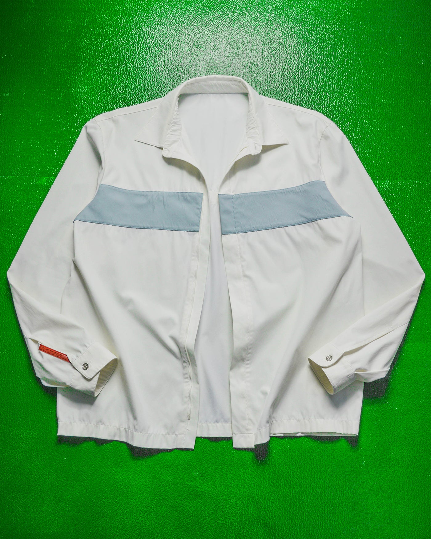 Prada Sport Vintage White Panelled Zip Up Nylon Over Shirt (M