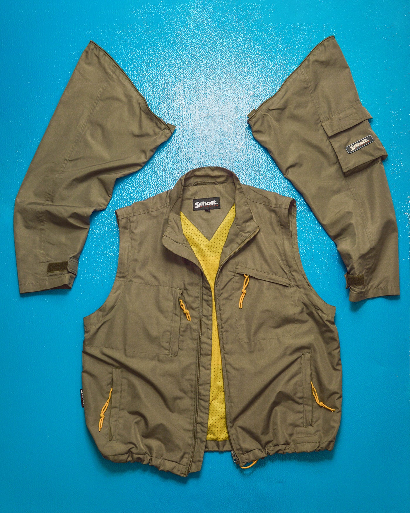 Multi- Pocket Muted Brown  Yellow Convertible Utility Jacket (M)