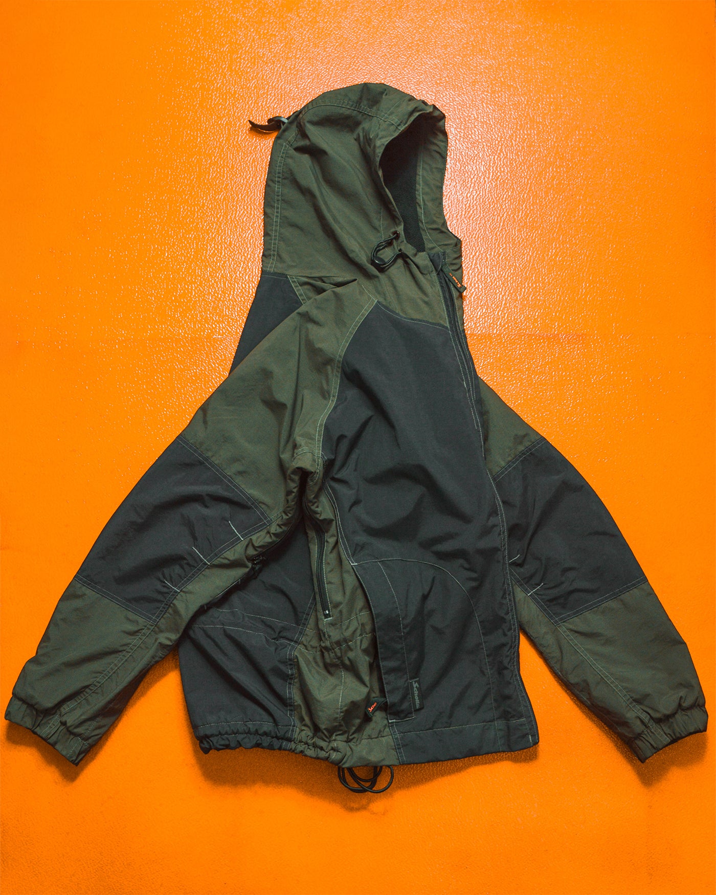 Panelled Muted Green  Black Windbreaker Jacket (S)