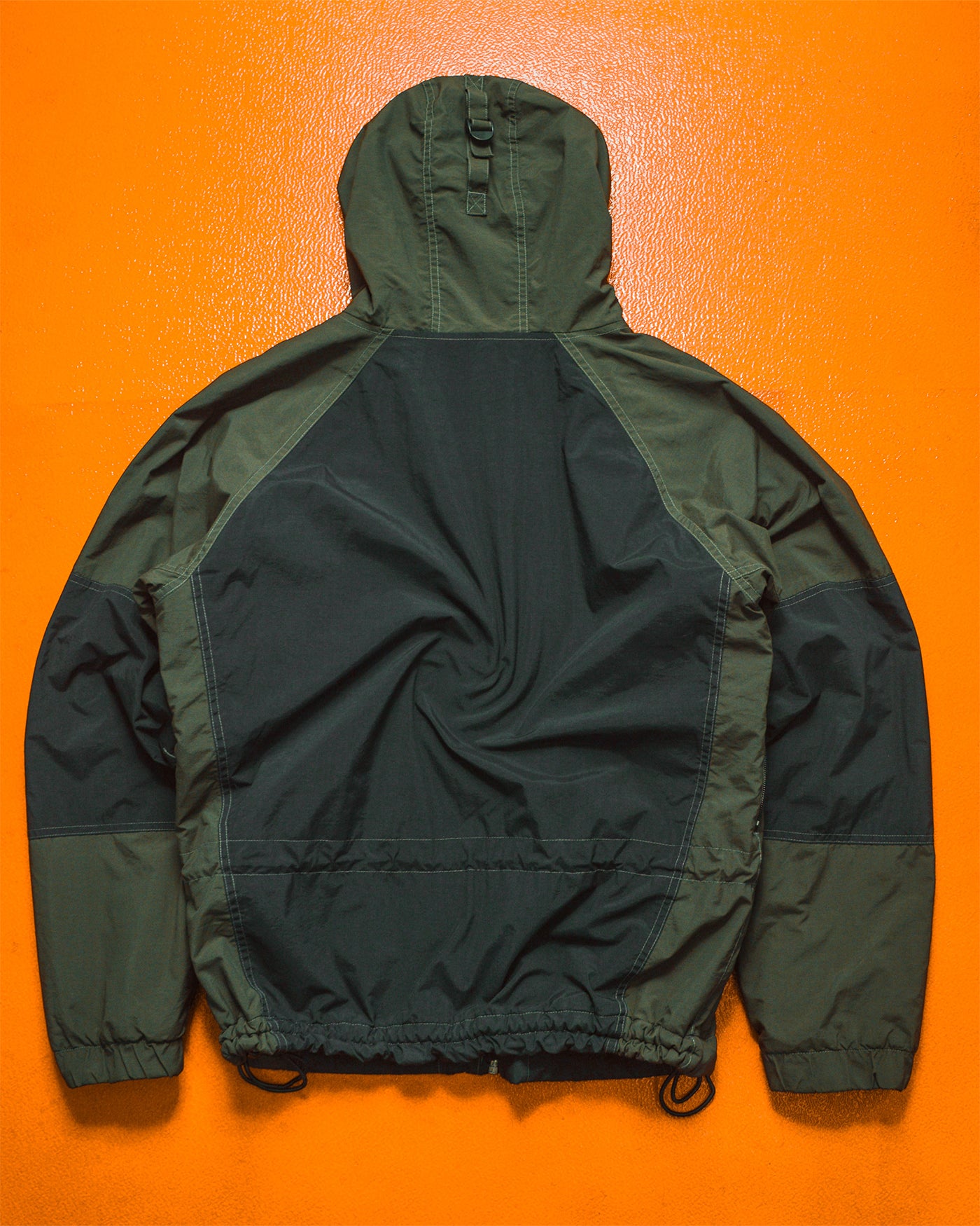Panelled Muted Green  Black Windbreaker Jacket (S)