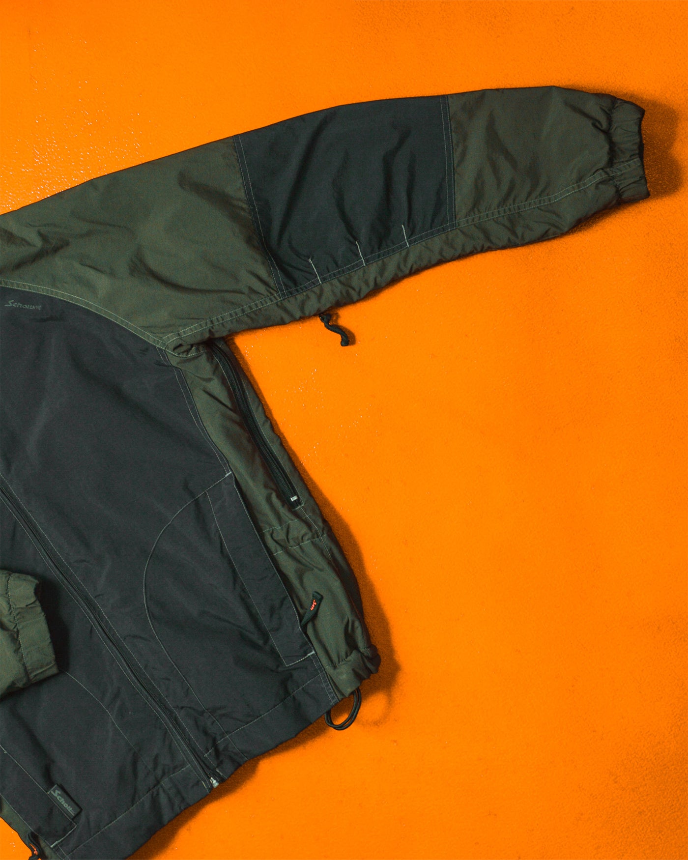 Panelled Muted Green  Black Windbreaker Jacket (S)