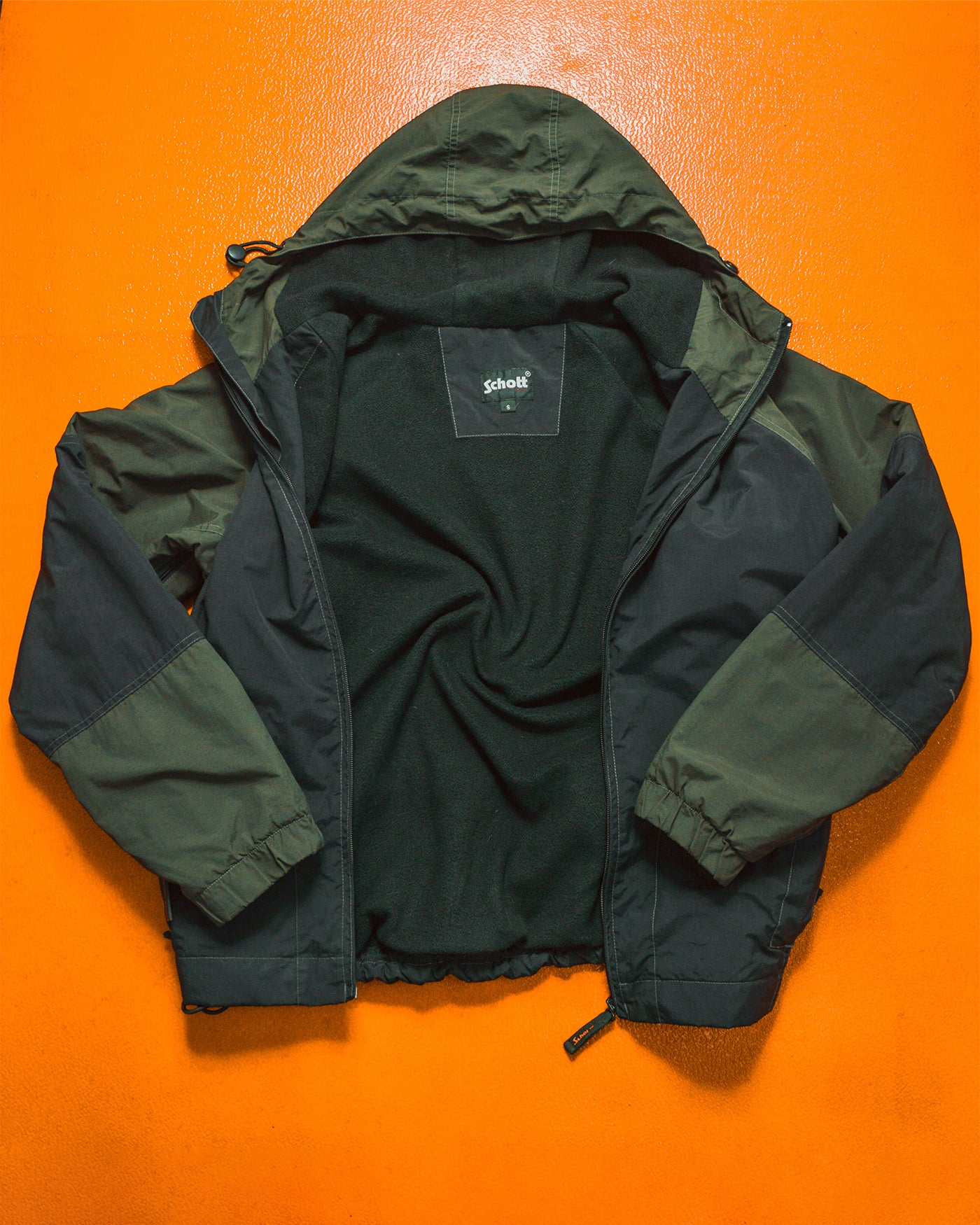 Panelled Muted Green  Black Windbreaker Jacket (S)