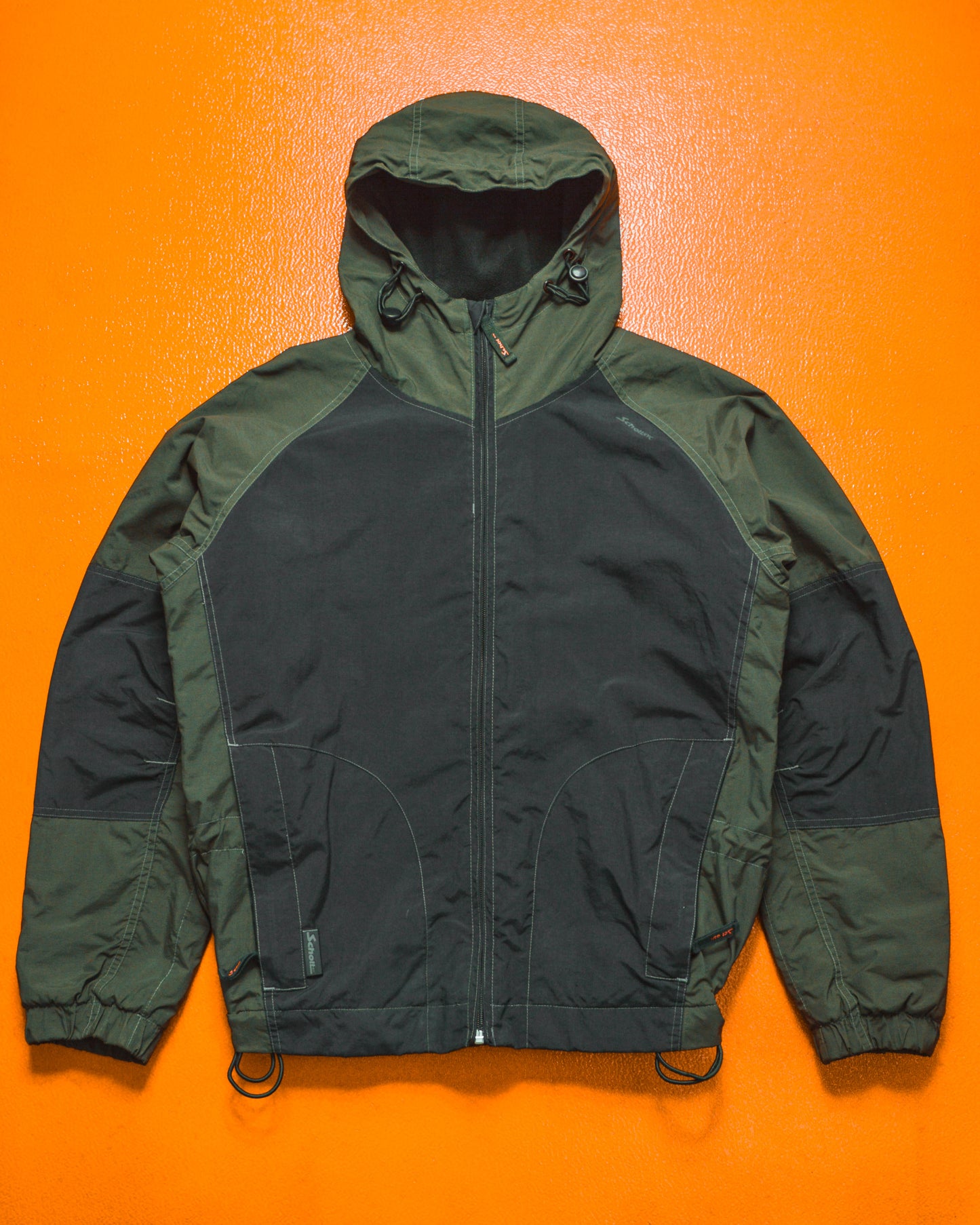 Panelled Muted Green  Black Windbreaker Jacket (S)