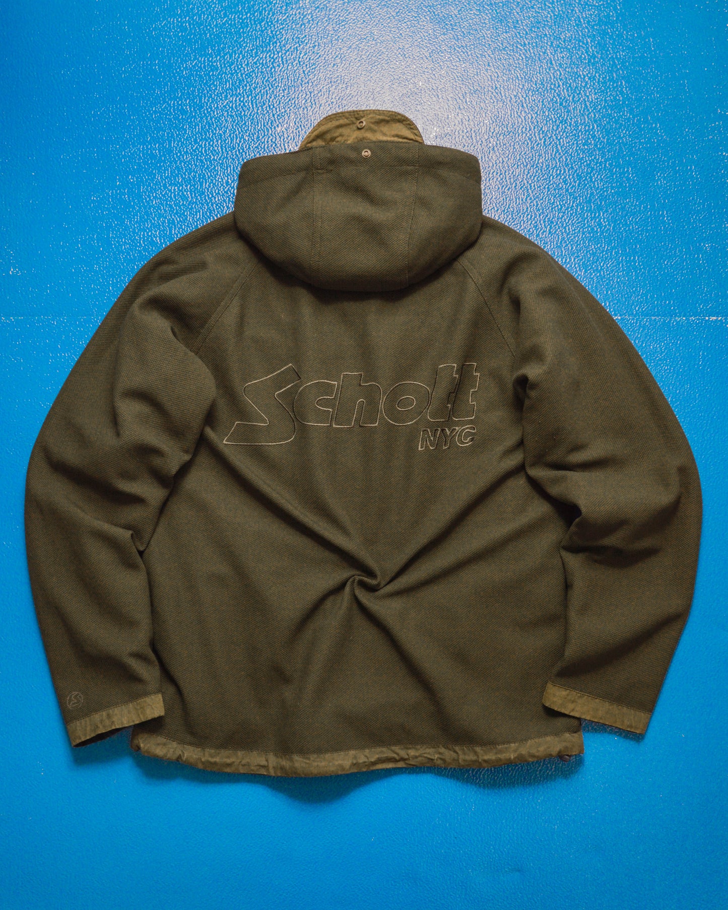 Reversible Cotton Waffle Black  Olive Brown Windbreaker Jacket (S~M)