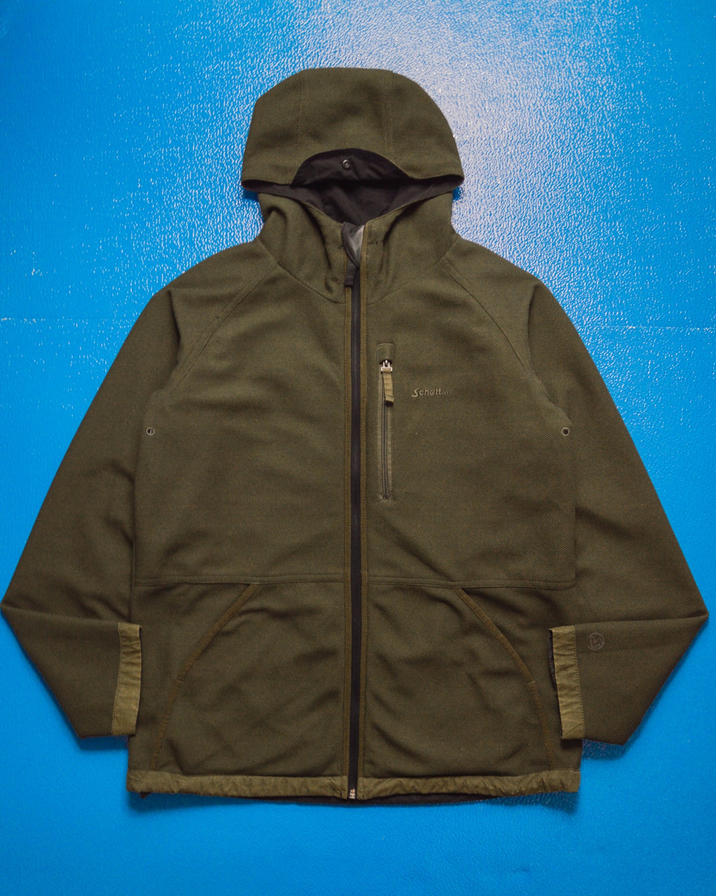 Reversible Cotton Waffle Black  Olive Brown Windbreaker Jacket (S~M)