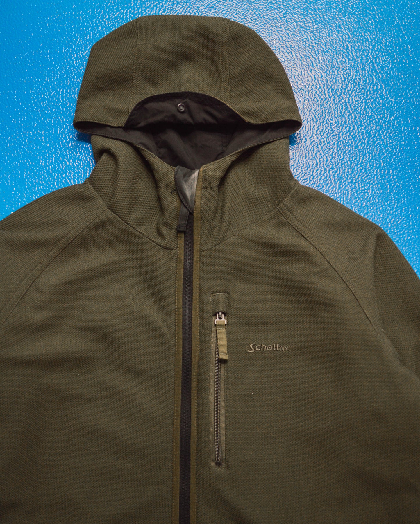 Reversible Cotton Waffle Black  Olive Brown Windbreaker Jacket (S~M)