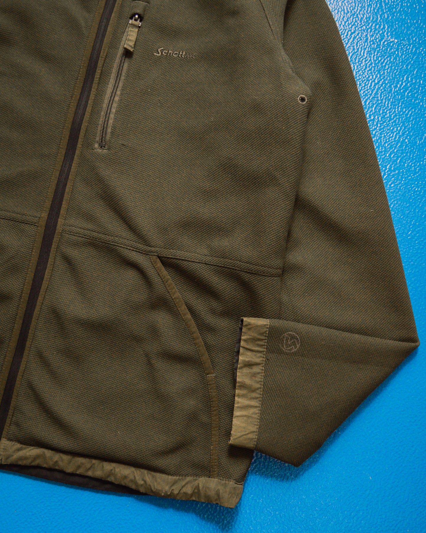 Reversible Cotton Waffle Black  Olive Brown Windbreaker Jacket (S~M)