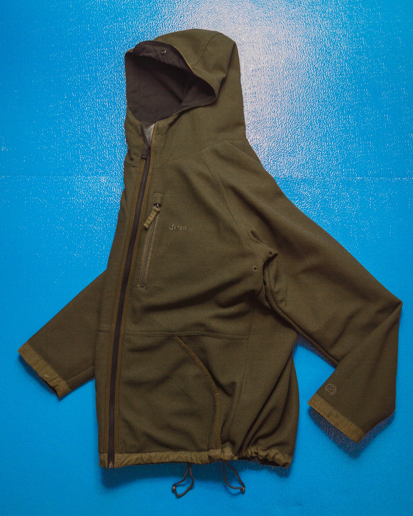 Reversible Cotton Waffle Black  Olive Brown Windbreaker Jacket (S~M)