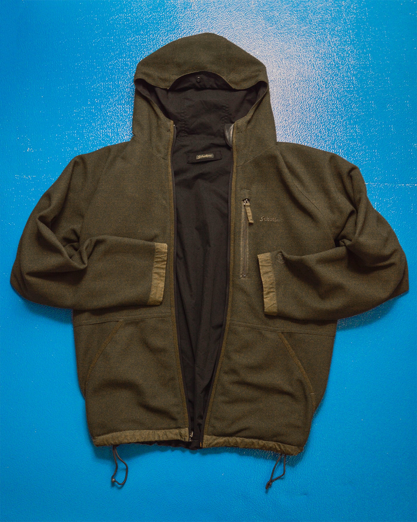 Reversible Cotton Waffle Black  Olive Brown Windbreaker Jacket (S~M)