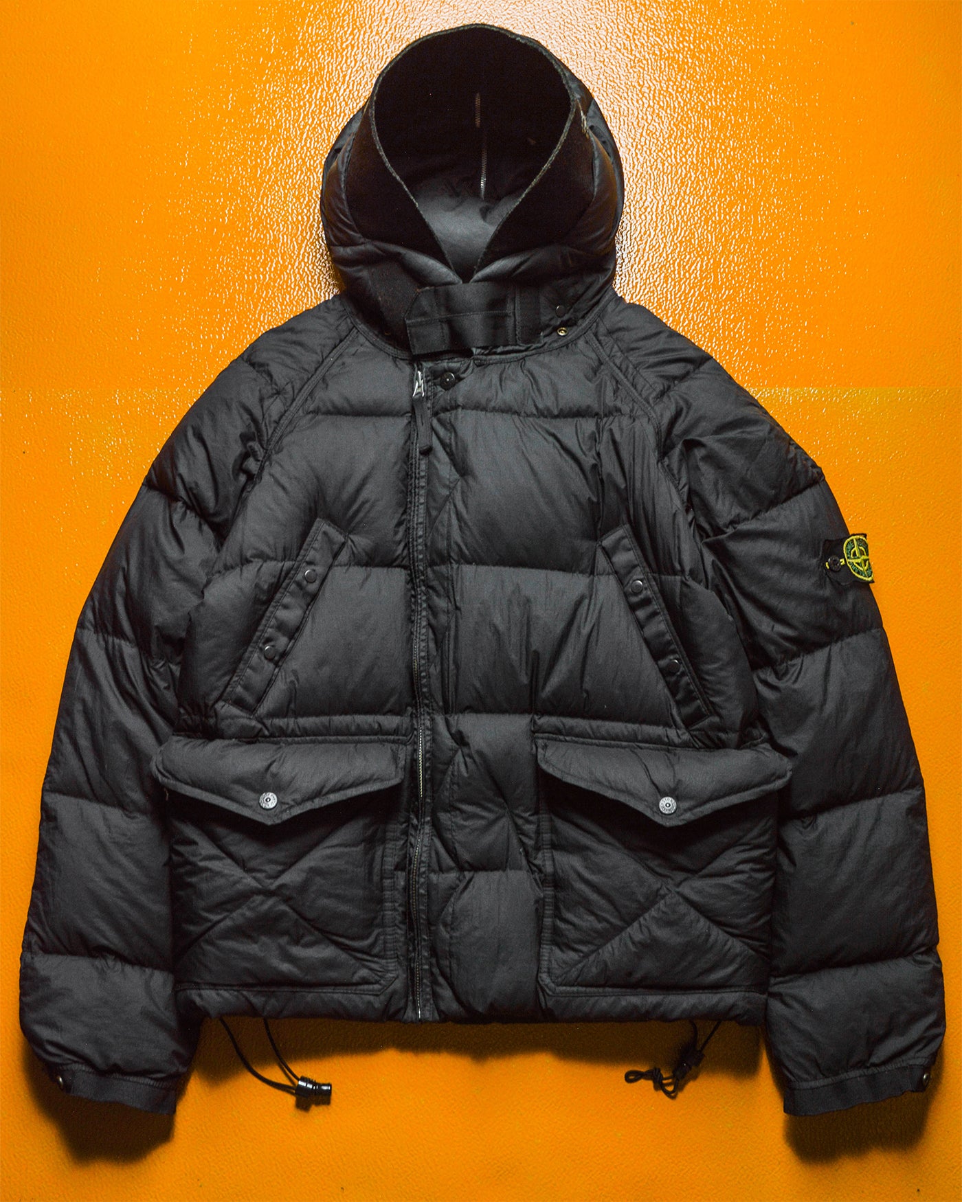 Stone Island AW07 Opaque Black Nylon Tela Mesh Badge Goose Down