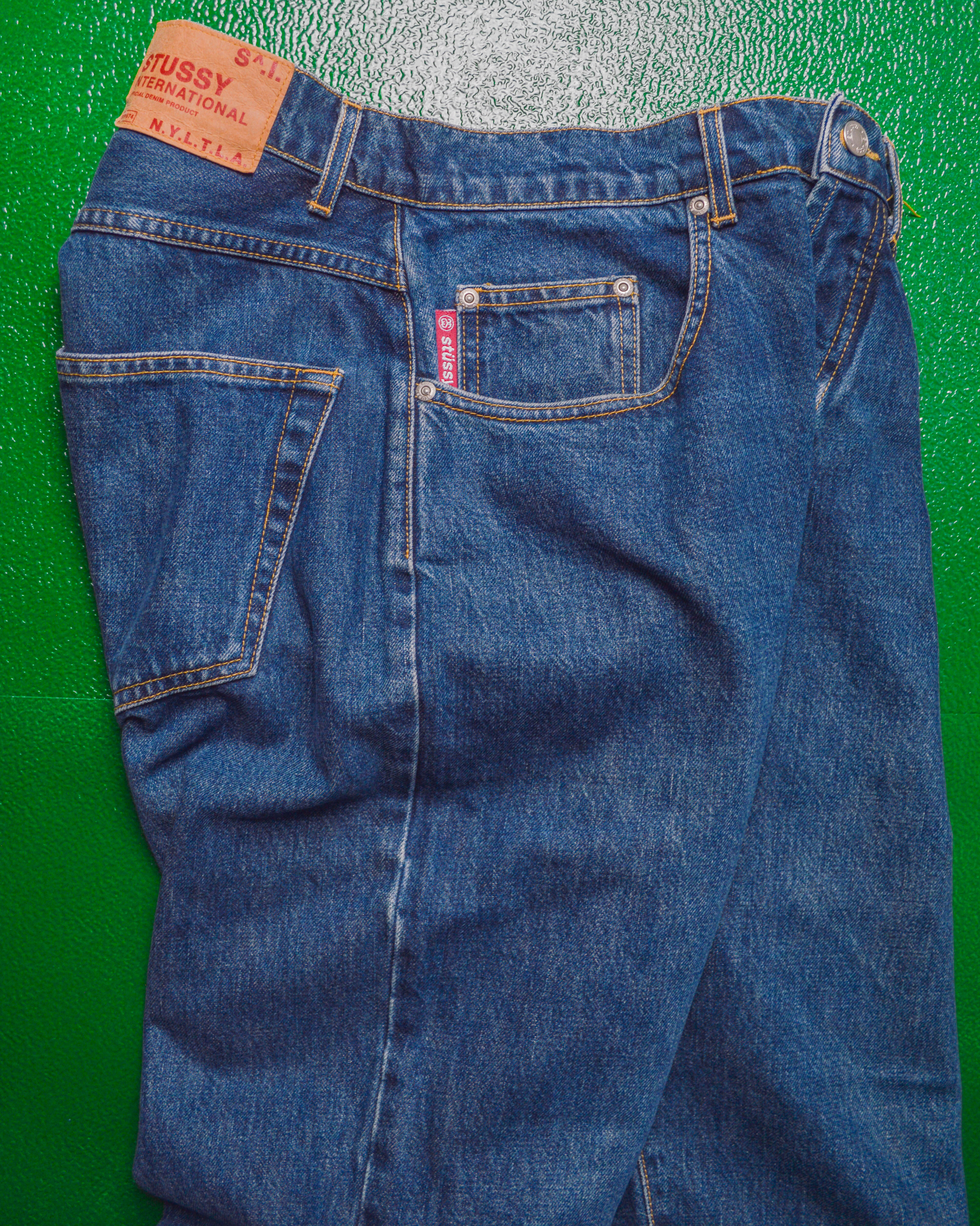 パンツ old stussy 90s denim grange logo usa old stussy デニムパンツ 赤タグ 90s パンツ