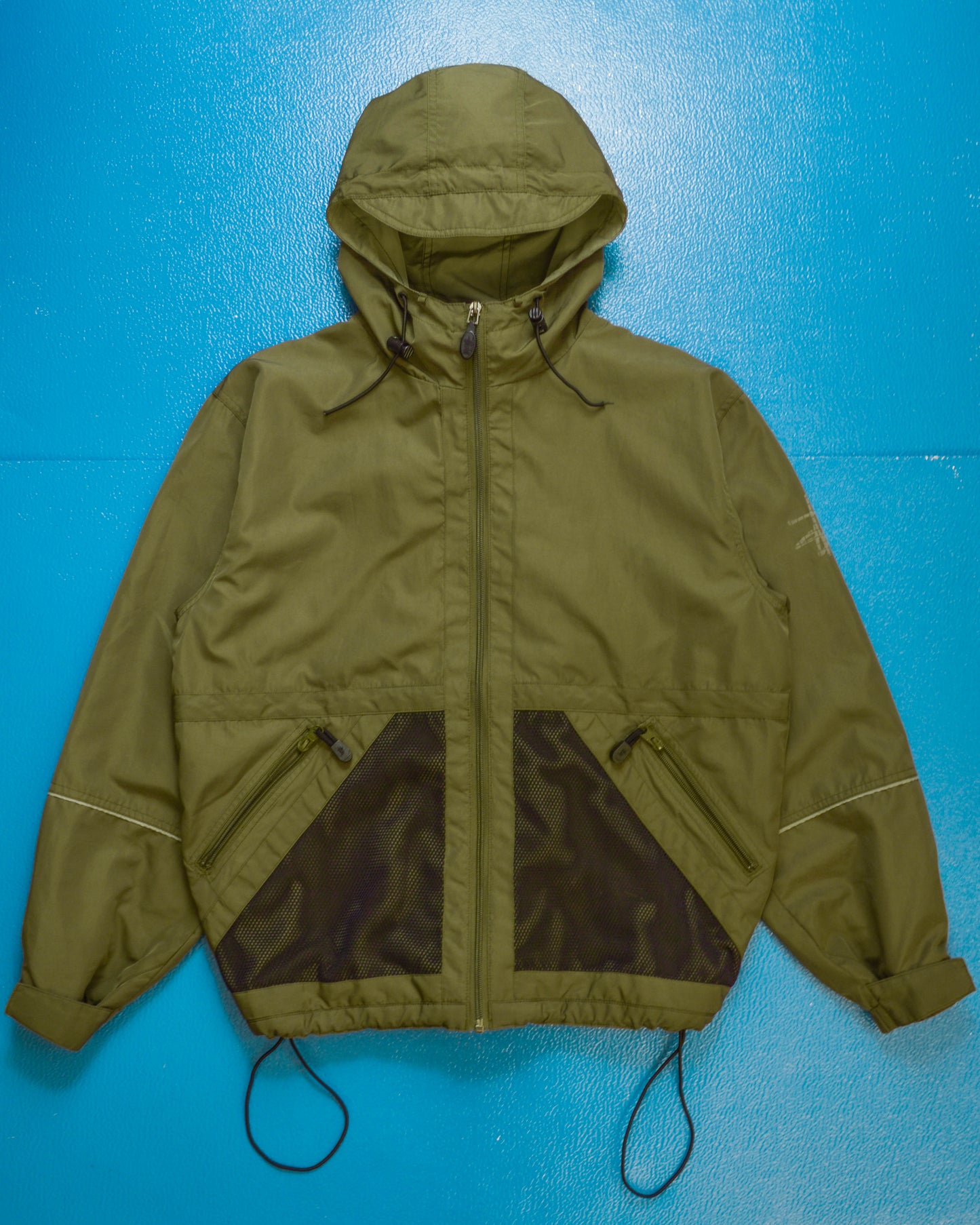 90s Mesh Panel Pocket Technical Olive Windbreaker (S~M)