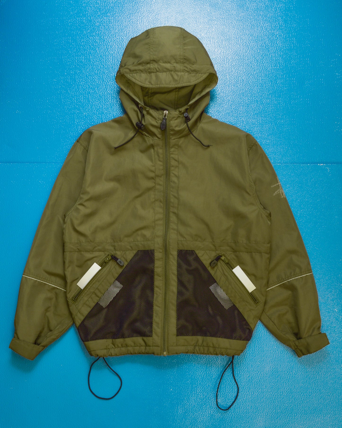 90s Mesh Panel Pocket Technical Olive Windbreaker (S~M)
