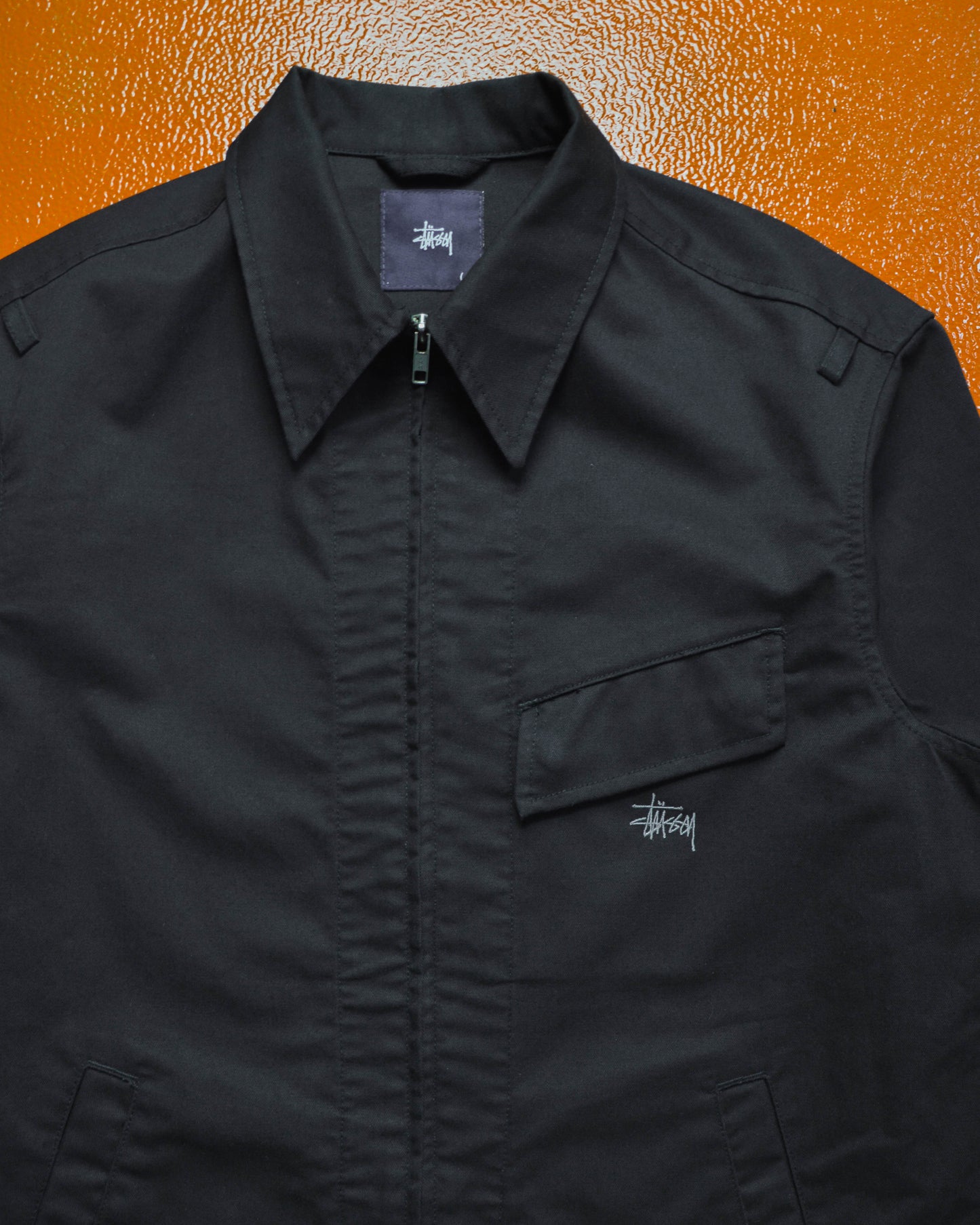 Early 2000s Black Slanted Flap Welt Pocket Work Jacket (L)