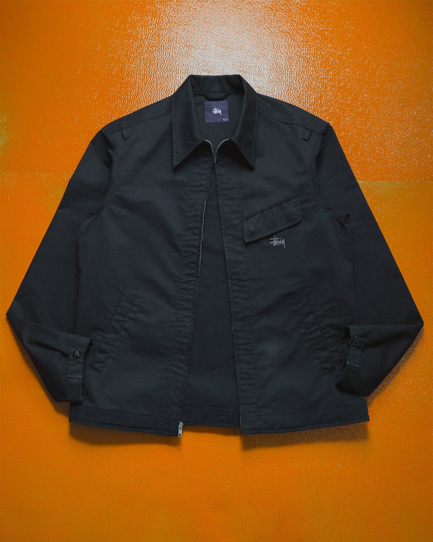 Early 2000s Black Slanted Flap Welt Pocket Work Jacket (L)