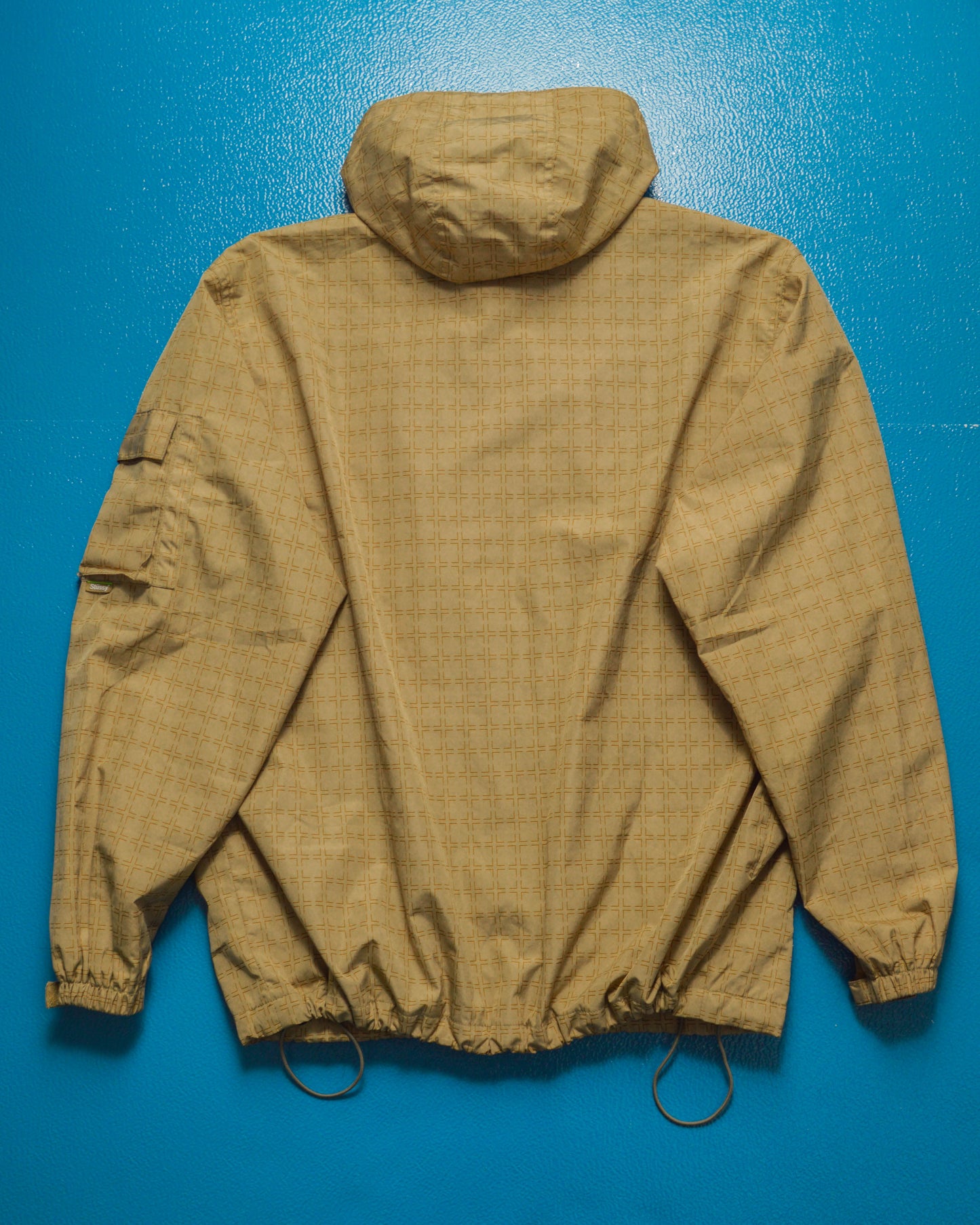 Beige Tiled Print Nylon Windbreaker Jacket (M)