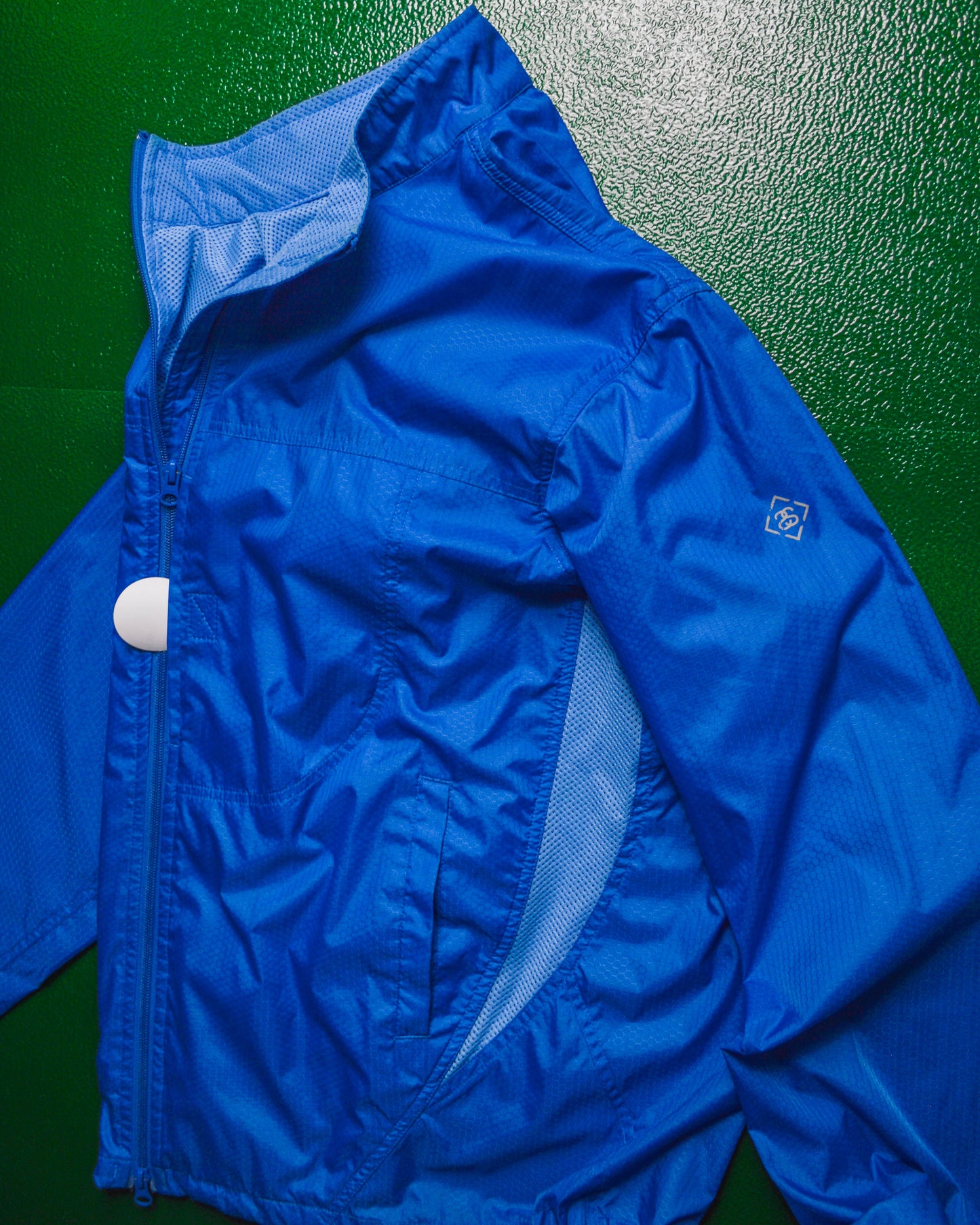 F.I.T Mesh Panelled Royal Blue Hex Texture Nylon Track Top  Jacket (~M~)